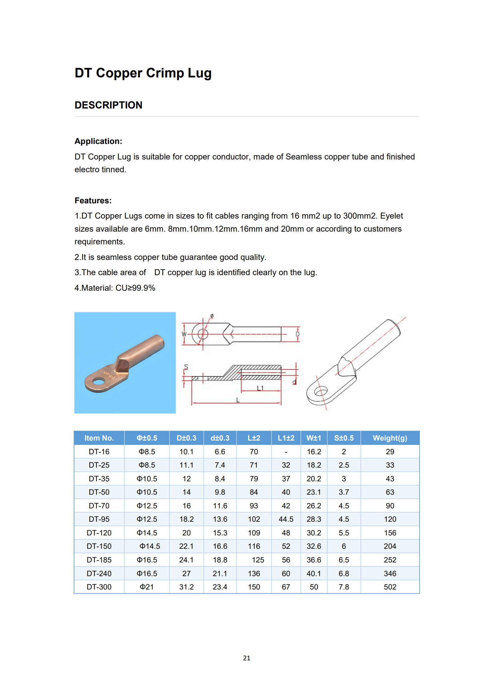 DT Copper Cable Lugs detail 1